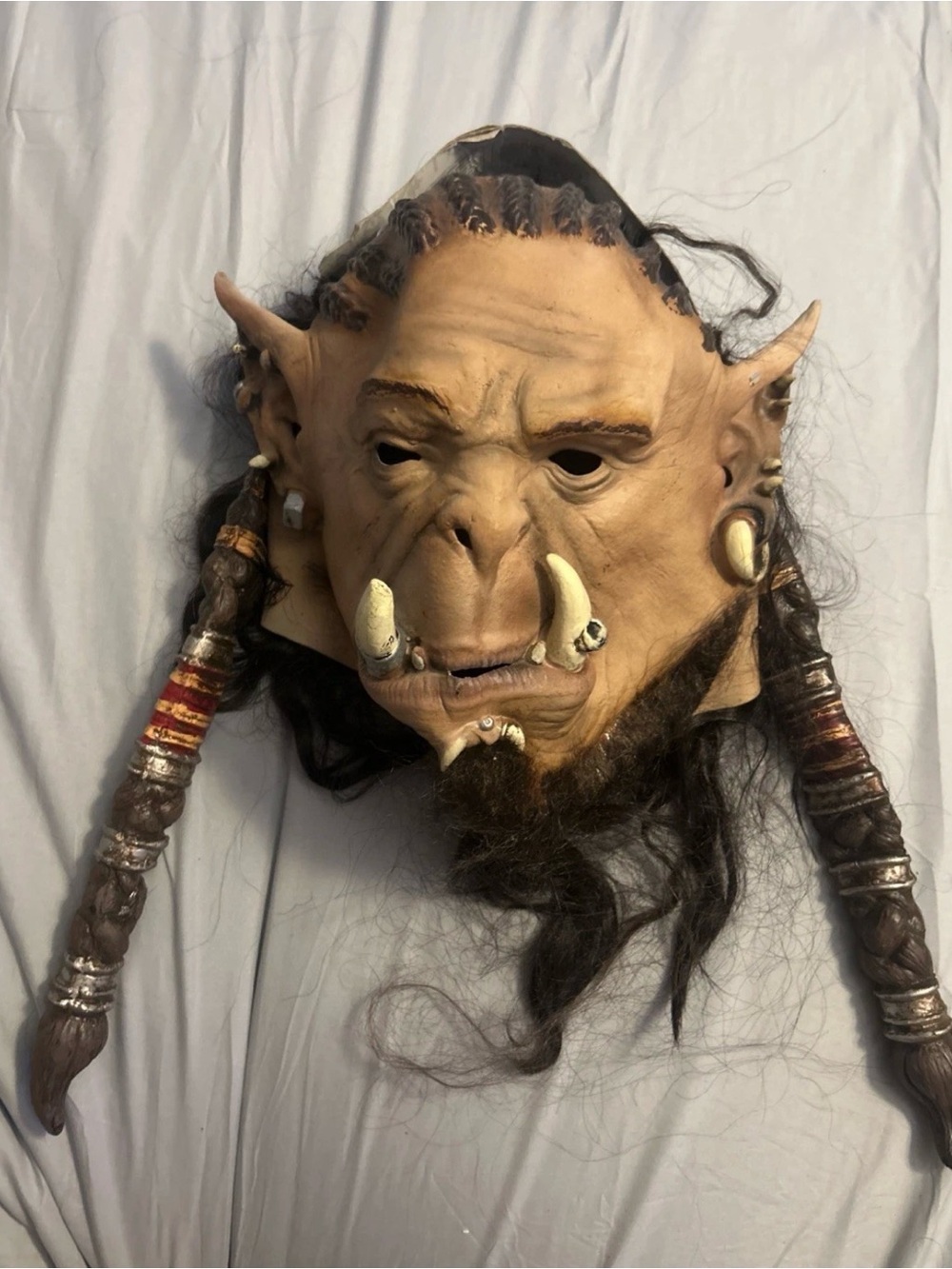 World craft Orc Mask in Tan with Dark Hair (Halloween mask)